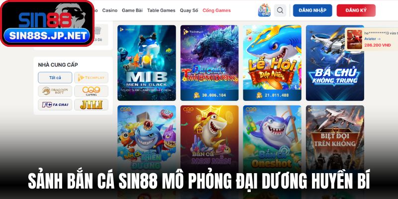 Sảnh bắn cá SIN88 mô phỏng đại dương huyền bí