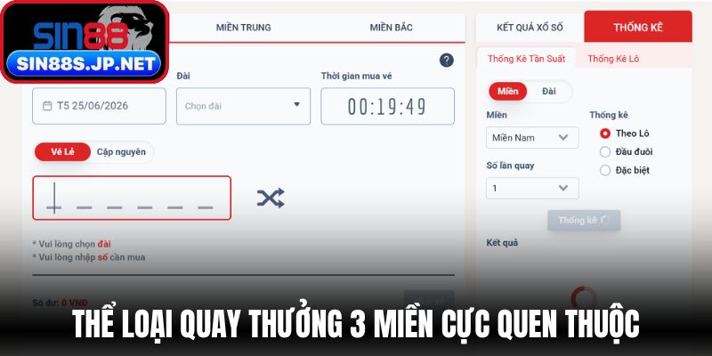 Thể loại quay thưởng 3 miền cực quen thuộc